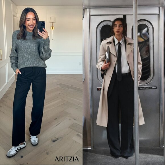 Aritizia Wilford Effortless Pant Japanese Crepette High Rise Wide Leg Size 10 - Picture 2 of 13